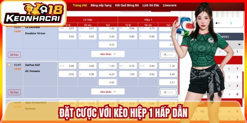Đặt cược với kèo hiệp 1 hấp dẫn